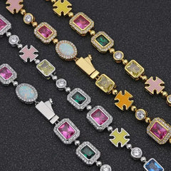 Gold-Plated Hip-Hop Gemstone Necklace by ShopKE254