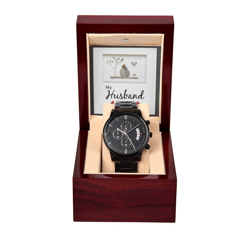 My Husband My Love - Black Chronograph Watch by ShineOn Fulfillment