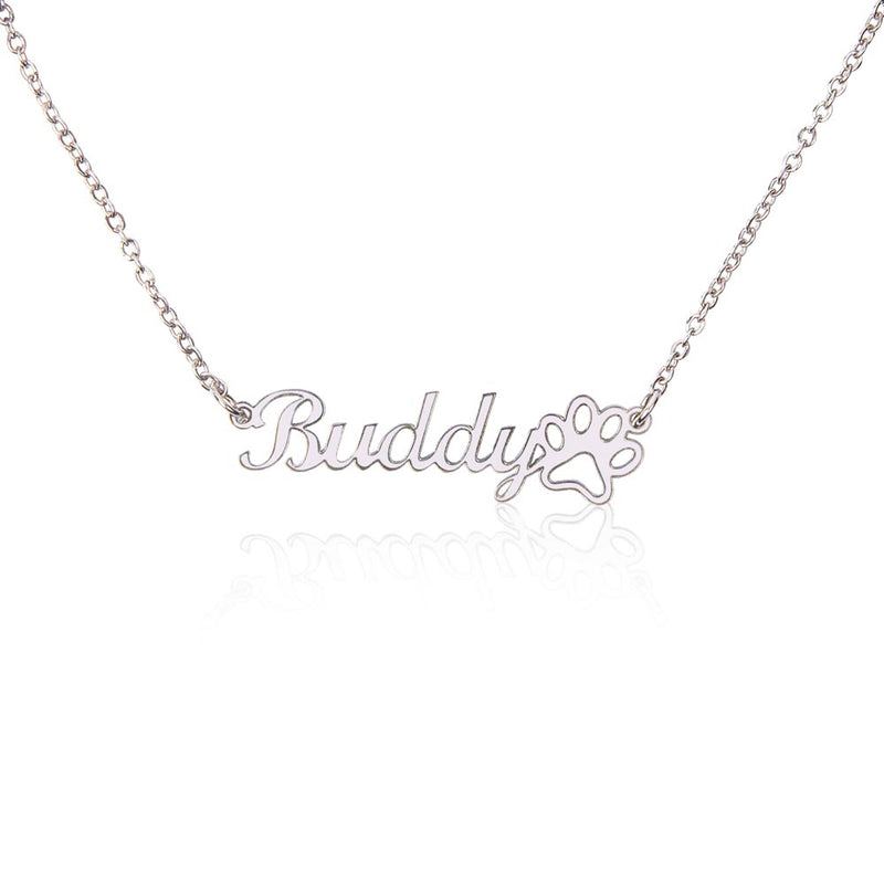 Classic Paw Print Name Necklace by ShineOn Fulfillment