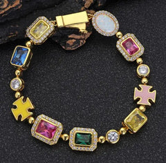 Gold-Plated Hip-Hop Gemstone Necklace by ShopKE254