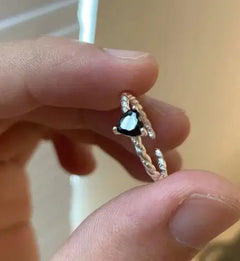 S925 Sterling Silver Black Zirconia Love Twist Ring by ShopKE254