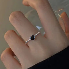 S925 Sterling Silver Black Zirconia Love Twist Ring by ShopKE254